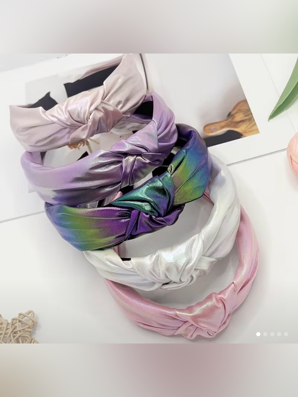 5 Iridescent Knot Headbands-